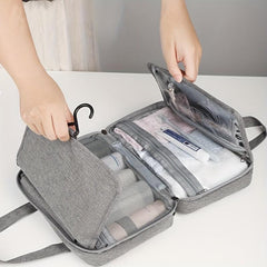Travel Toiletry Bag with Hook Portable Cosmetic Holder Wet Dry Separation