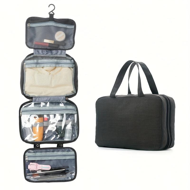 Travel Toiletry Bag with Hook Portable Cosmetic Holder Wet Dry Separation