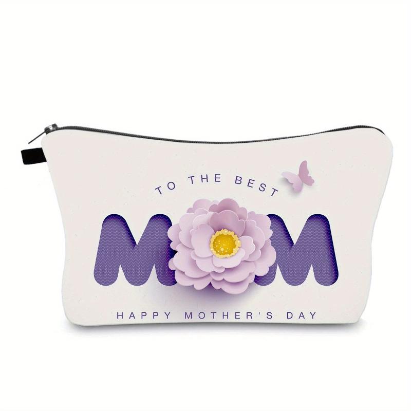 Butterfly Floral & Letter Pattern Makeup Bag Zipper Roomy Cosmetic Bag