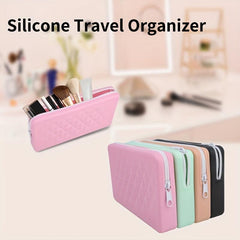 Silicone Makeup Bag Zipper Roomy Makeup Brush Holder Organizer