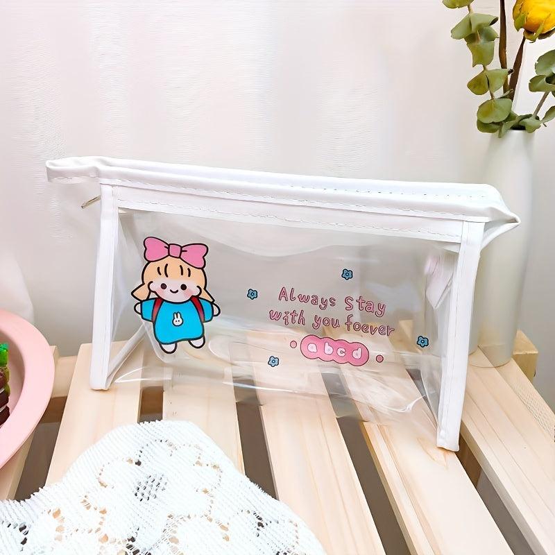 Cartoon Transparent Makeup Bag Net Red Girl Heart Travel Storage Bag