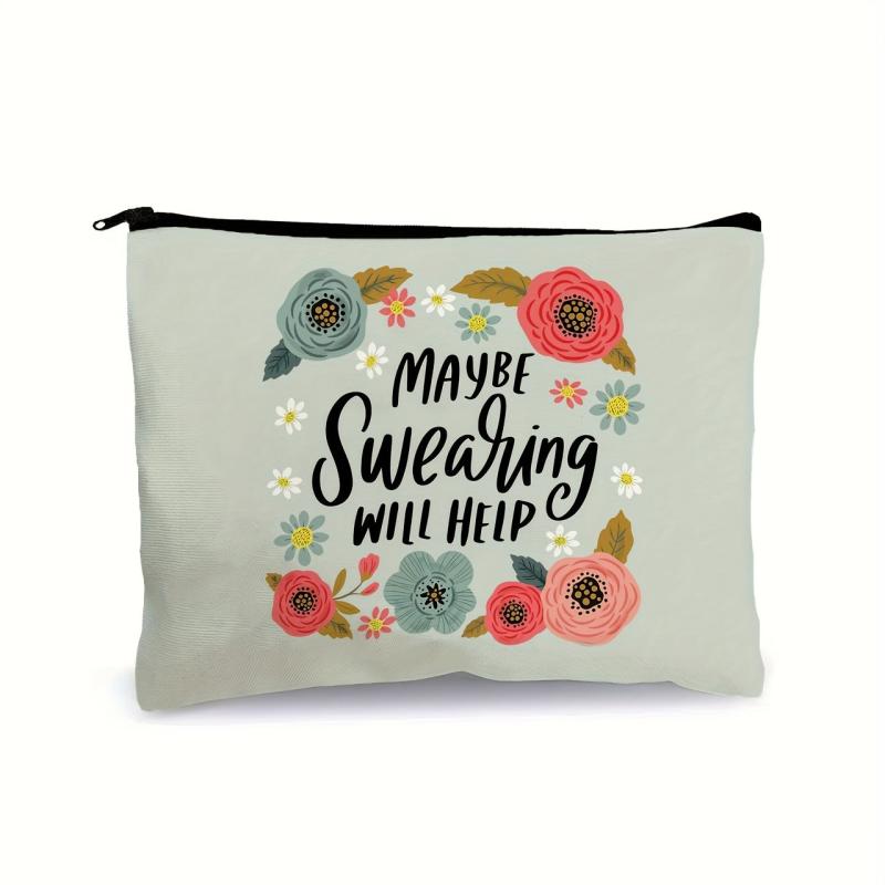 Vintage Floral Print Carry All Pouch Zipper Makeup Cosmetic Storage Bag