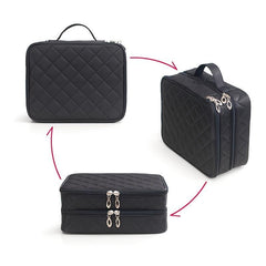 Waterproof Makeup Bag for Women Double Layer Large Capacity Cosmetic Case
