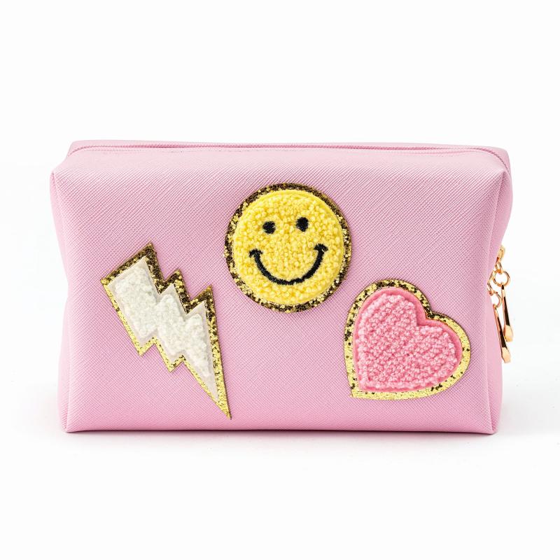 Preppy Patch Cosmetic Toiletry Bag Portable Waterproof Makeup Bag