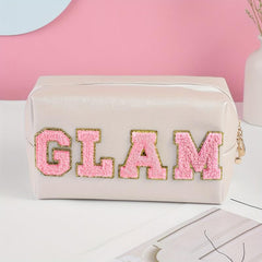 Chenille Letter Makeup Bag Organizer Case Zipper Cosmetic Pouch for Women