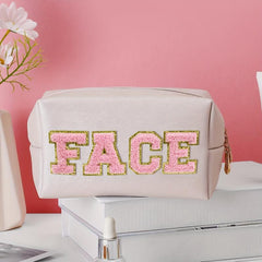 Chenille Letter Makeup Bag Organizer Case Zipper Cosmetic Pouch for Women