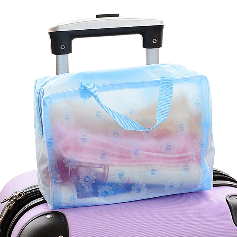 5pcs Flower Pattern Makeup Bag Plastic Handheld Cosmetic Bag
