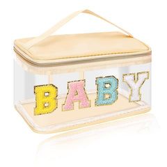 Chenille Letter Clear Makeup Bag Zipper Waterproof Cosmetic Handbag