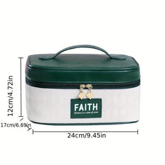 Plaid Pattern Square Makeup Bag Zipper Cosmetic Organizer