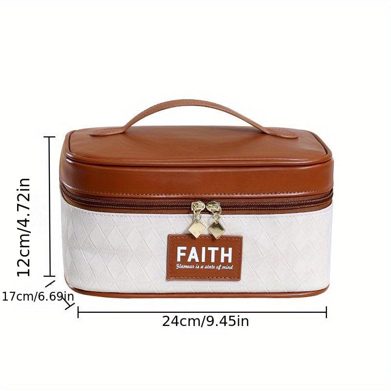 Plaid Pattern Square Makeup Bag Zipper Cosmetic Organizer