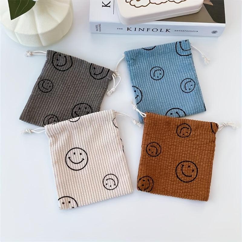 Smile Face Drawstring Cosmetic Bag for Women Travel Small Makeup Bag