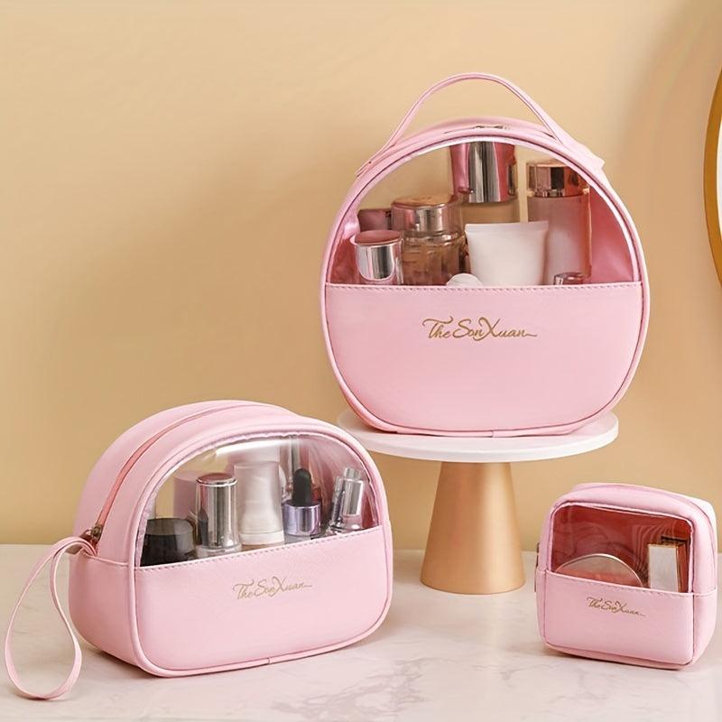 3pcs Clear Waterproof Makeup Bag Set Travel Organizer for Women & Girls