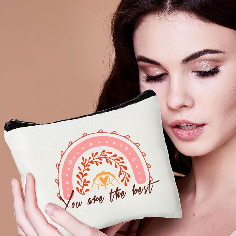 Small Canvas Cosmetic Bag Zipper Toiletry Storage