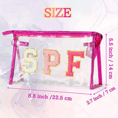 Preppy Patch SPF Varsity Letter Cosmetic Toiletry Bag