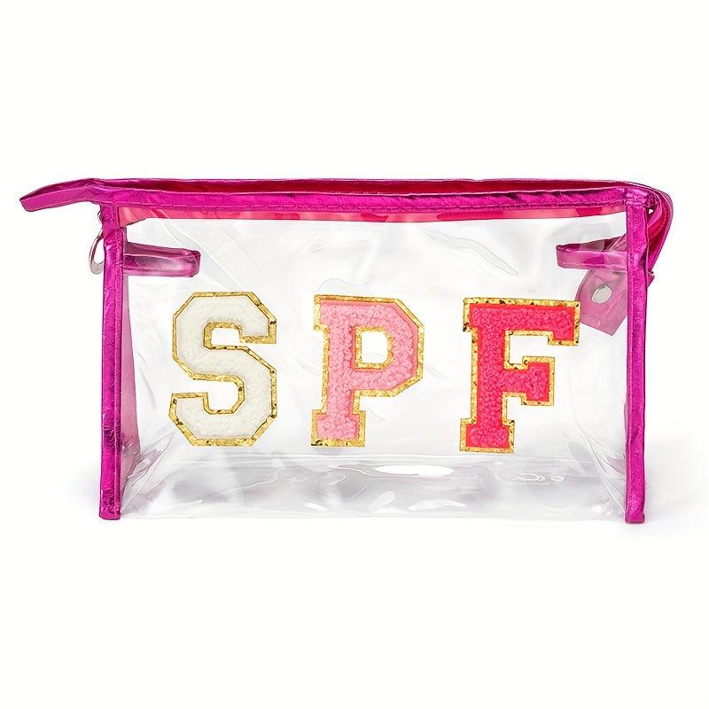 Preppy Patch SPF Varsity Letter Cosmetic Toiletry Bag