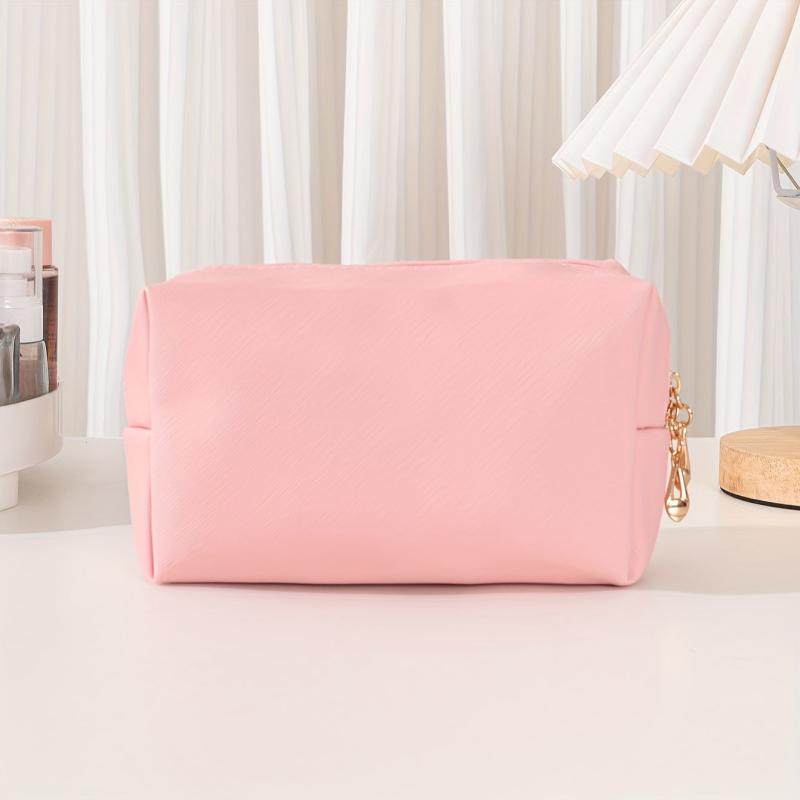 Chenille Letter Patch Makeup Bag - Initial Preppy Cosmetic Bag