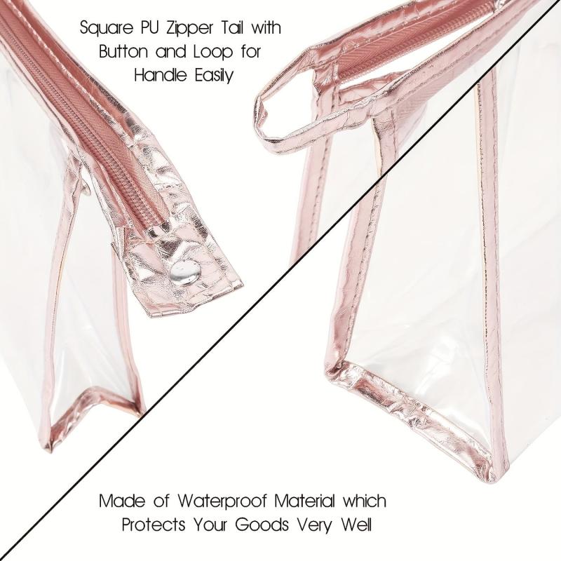 4pcs Clear Makeup Travel Bag Waterproof PVC Portable Zip Beach Bag