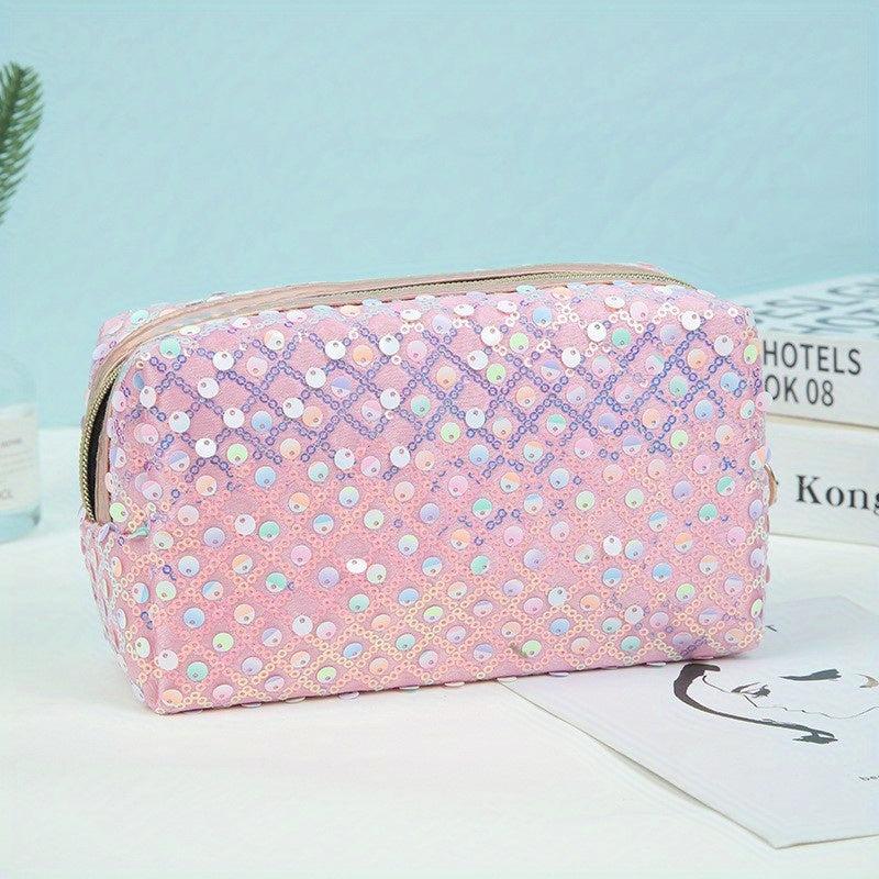 Sequin Cosmetic Bag for Women and Girls - Travel and Toiletry Organizer