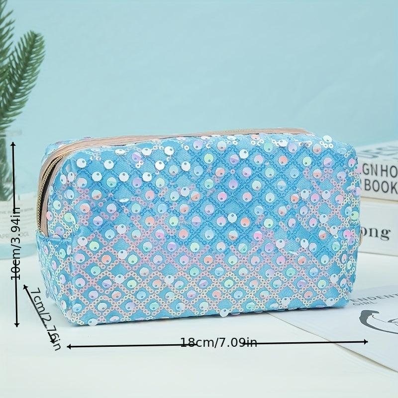 Sequin Cosmetic Bag for Women and Girls - Travel and Toiletry Organizer