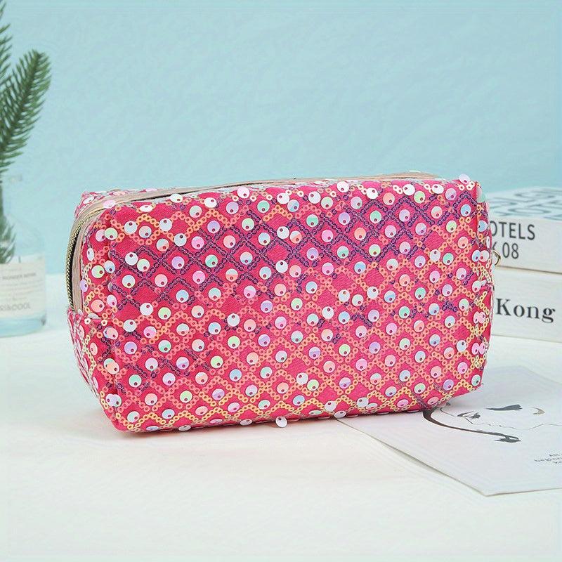 Sequin Cosmetic Bag for Women and Girls - Travel and Toiletry Organizer