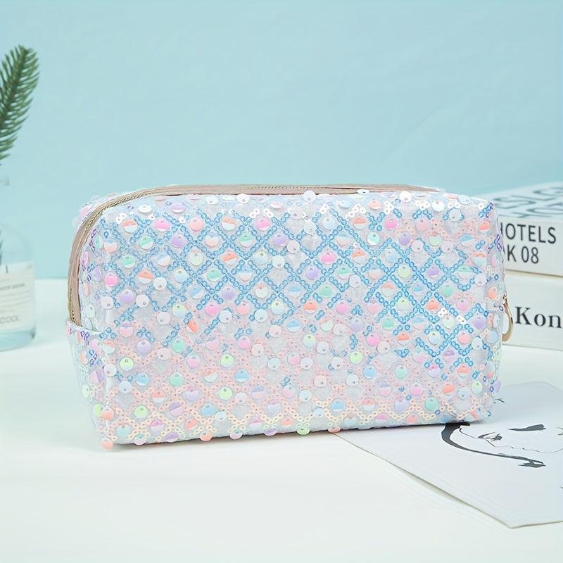 Sequin Cosmetic Bag for Women and Girls - Travel and Toiletry Organizer