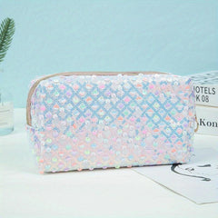 Sequin Cosmetic Bag for Women and Girls - Travel and Toiletry Organizer