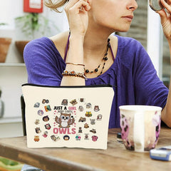 Owl Makeup Bag for Women - Just A Girl Who Loves Owls