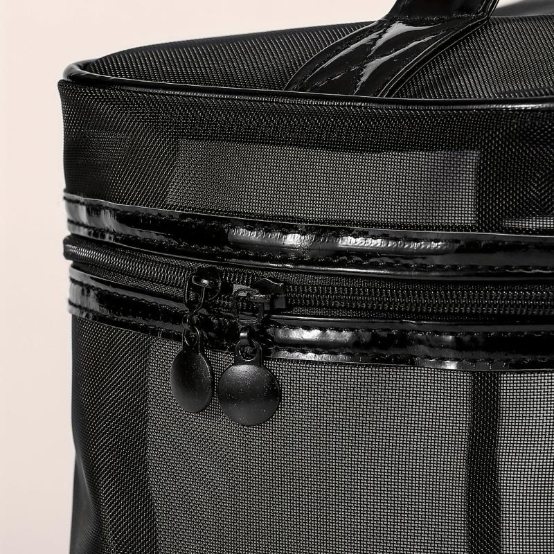 Clear Mesh Square Makeup Bag With Handle Portable Cosmetic Bag