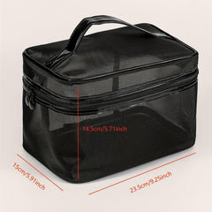Clear Mesh Square Makeup Bag With Handle Portable Cosmetic Bag