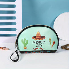 Mexico City Print Makeup Bag Portable Toiletry Bag for Women
