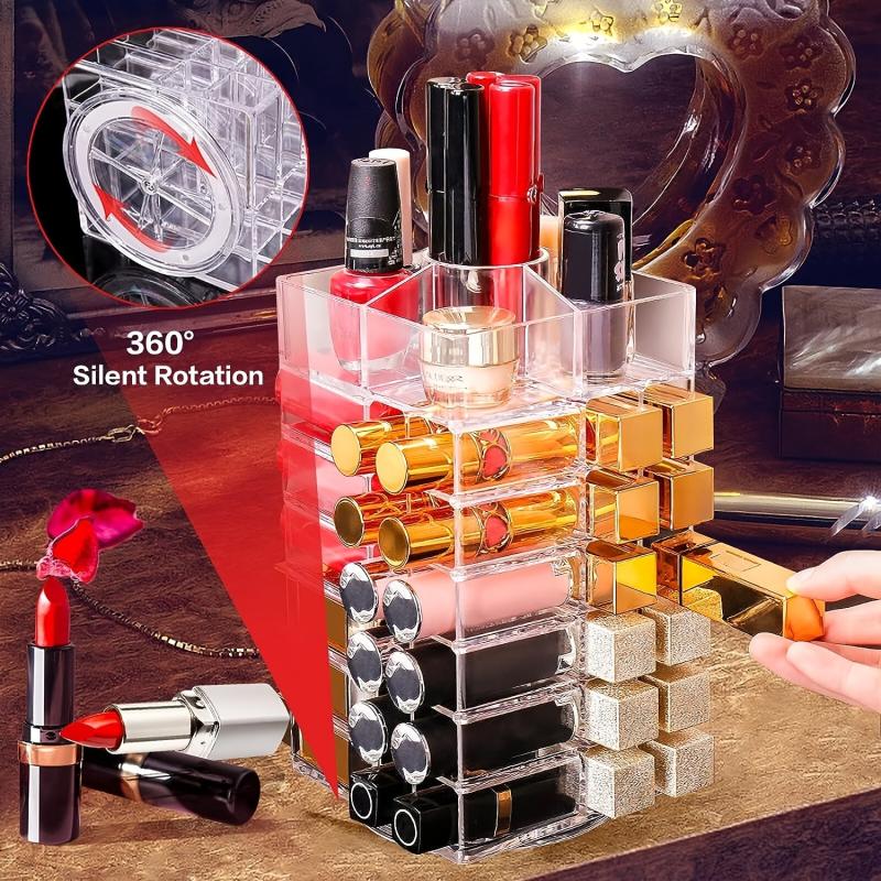 360 Spinning Lipstick Organizer Clear Acrylic