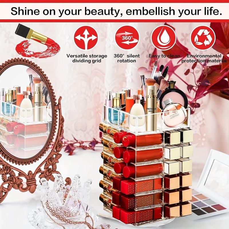 360 Spinning Lipstick Organizer Clear Acrylic