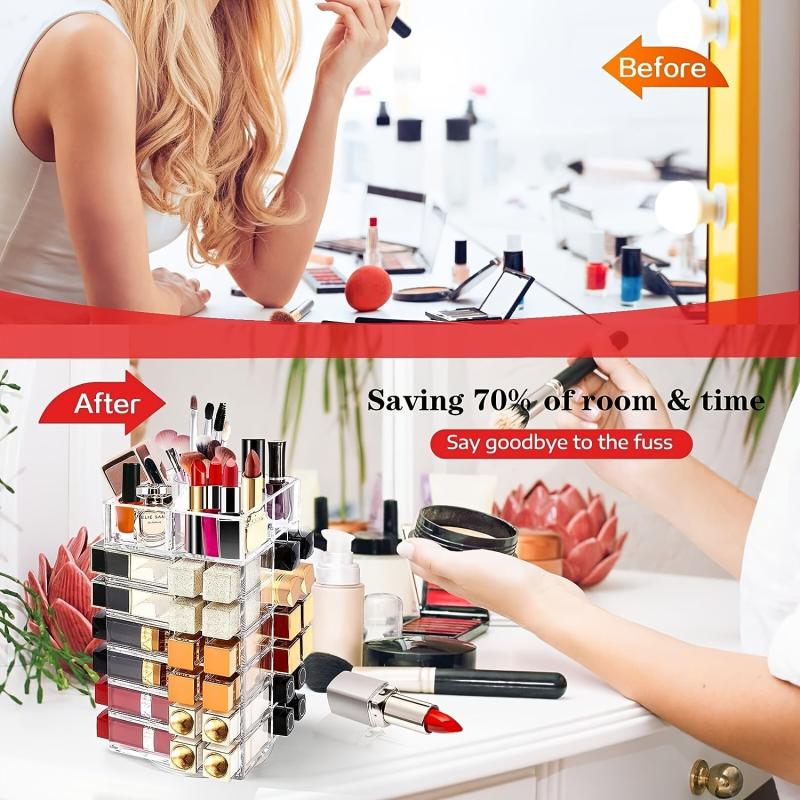 360 Spinning Lipstick Organizer Clear Acrylic
