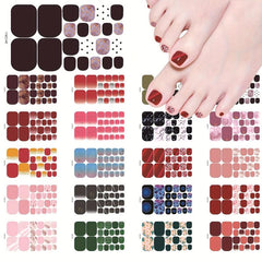 Colorful Self Adhesive Toenail Art Decal Strips Full Cover Pedicure Kits