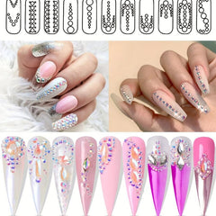 3600pcs Nail Art Rhinestone Crystal Clear Aurora Studs Gems Stones With Box