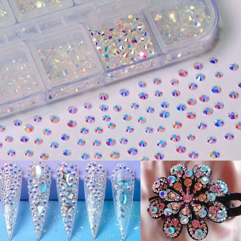 3600pcs Nail Art Rhinestone Crystal Clear Aurora Studs Gems Stones With Box