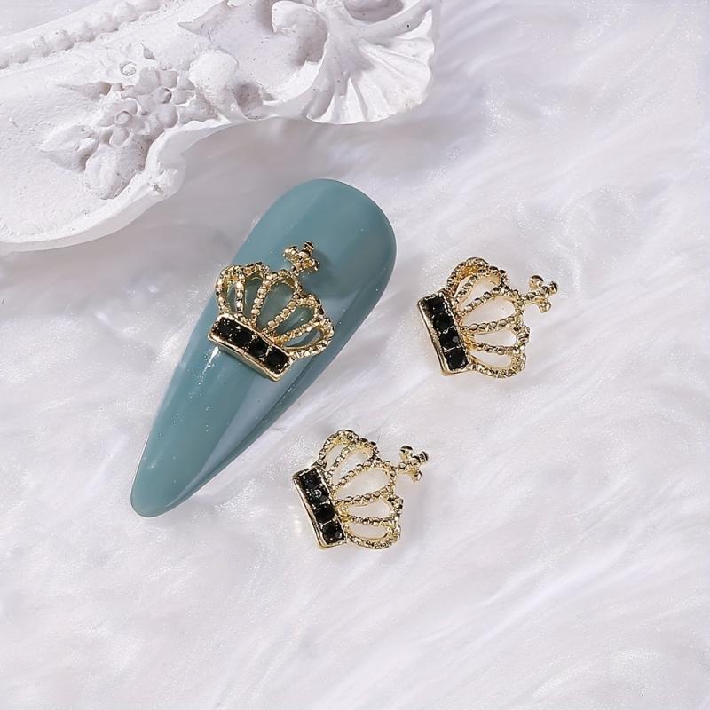 10pcs Crown Nail Art Charms With Rhinestones Alloy Nail Art Accessories