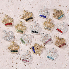 10pcs Crown Nail Art Charms With Rhinestones Alloy Nail Art Accessories