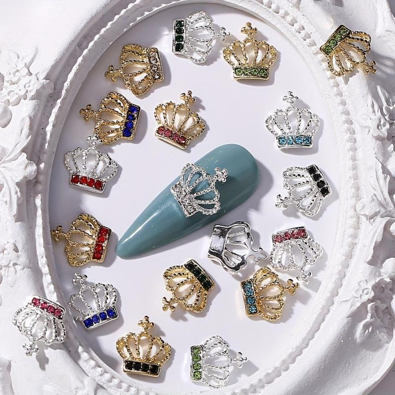 10pcs Crown Nail Art Charms With Rhinestones Alloy Nail Art Accessories