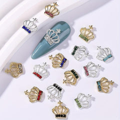 10pcs Crown Nail Art Charms With Rhinestones Alloy Nail Art Accessories