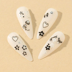 Butterfly & Flower Nail Decals 3D Art Stickers Self Adhesive Easy Nail Tools