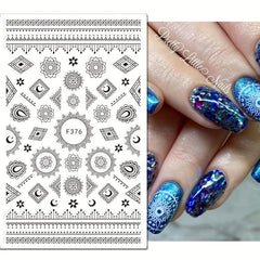 8 Sheets Totem Flower Nail Art Stickers Self Adhesive Decals for DIY Nail Salon