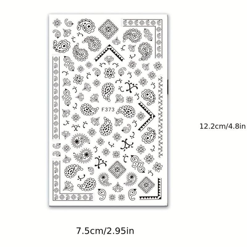 8 Sheets Totem Flower Nail Art Stickers Self Adhesive Decals for DIY Nail Salon