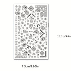 8 Sheets Totem Flower Nail Art Stickers Self Adhesive Decals for DIY Nail Salon