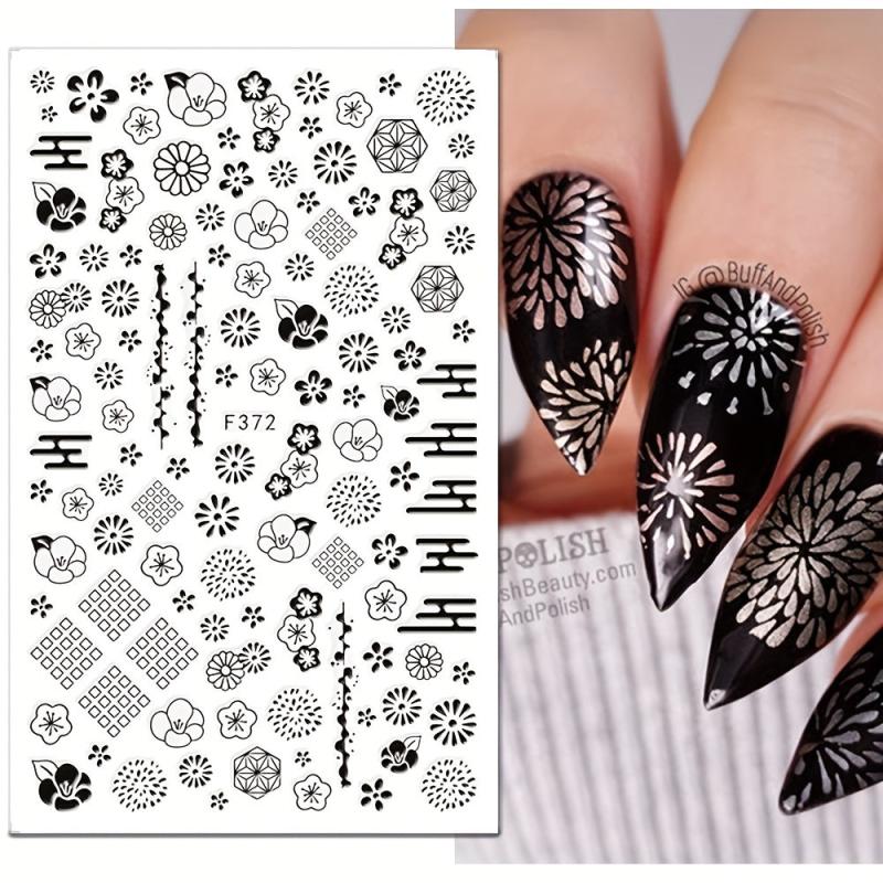 8 Sheets Totem Flower Nail Art Stickers Self Adhesive Decals for DIY Nail Salon