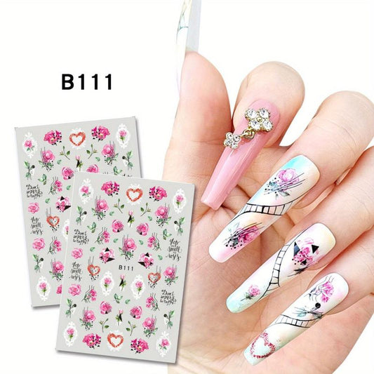 Colorful Flowers 3D Butterfly Spring Floral Theme Acrylic Nails DIY Set