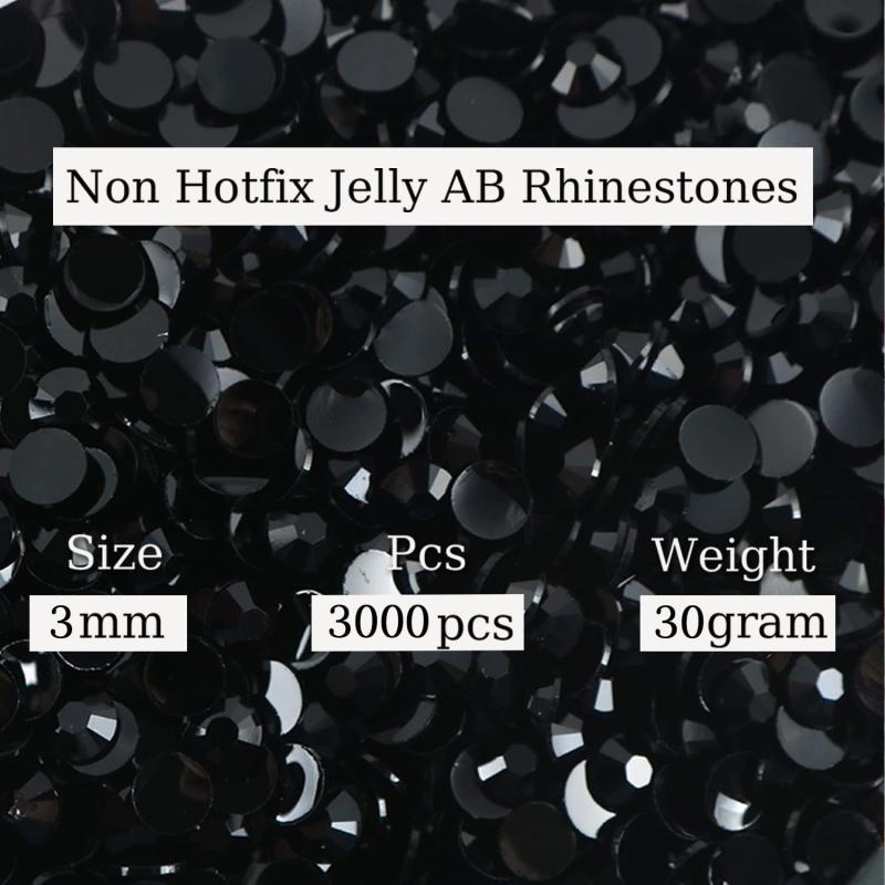 3000PCS 3mm Resin Rhinestone AB Flat Back Jelly Resin Rhinestones Bling Glitter