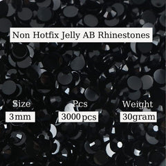3000PCS 3mm Resin Rhinestone AB Flat Back Jelly Resin Rhinestones Bling Glitter
