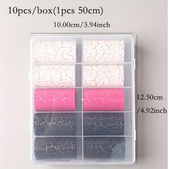 Marble Blooming Foil Nail Art Stickers Set Summer Flower Gilding Pattern