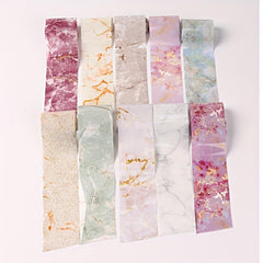 Marble Blooming Foil Nail Art Stickers Set Summer Flower Gilding Pattern